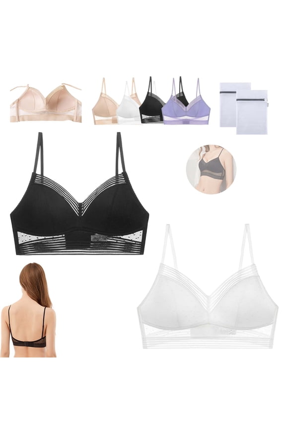 Low Back Wireless Lifting Lace Bra, Women Bra for Open Back Dress  Sexy Push-up Lightly Lined, Thin Straps, Comfort Everyday (2PCS-B, L-36/80)