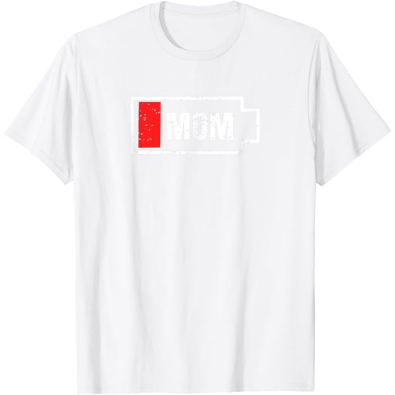 Low Battery Mom T-ShirtMen and women, Black T-shirt, size: Extra large S-4XL