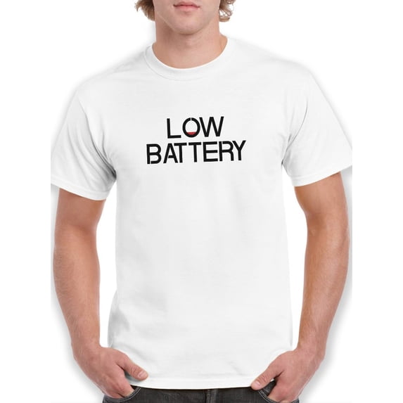 Low Battery Run For Help Men White T-Shirt, Male Medium