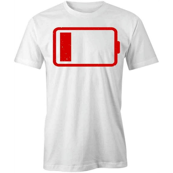Low Battery T-Shirt | Nerdy Geek White Tee Gift