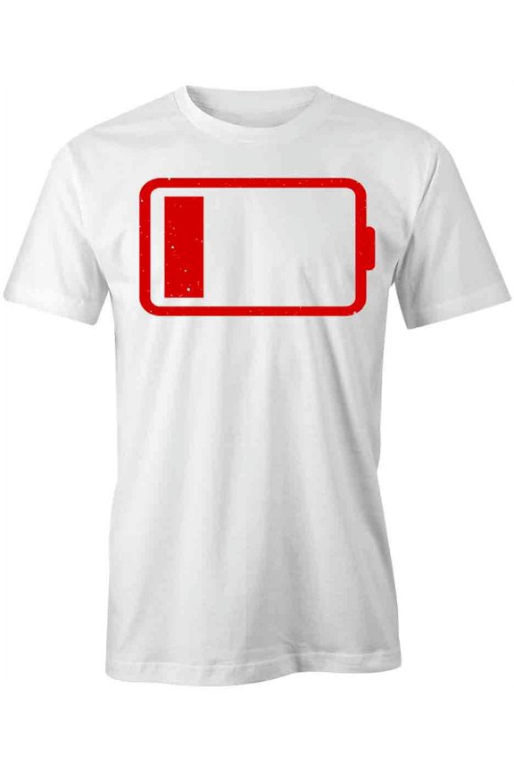 Low Battery T-Shirt | Nerdy Geek White Tee Gift