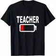 thumbnail image 1 of Low Battery Teacher T-Shirts Shirt Unisex S-5XL Hot Trending Shirt, Vintage Birthday Gift, 1 of 2