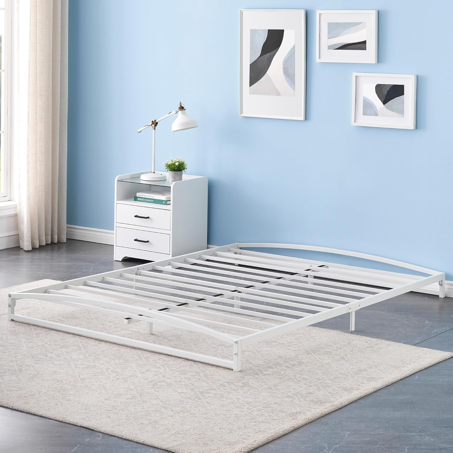 Low Bed Frame Queen Size, 6 Inch Heavy Duty Metal Platform Bed Frame ...