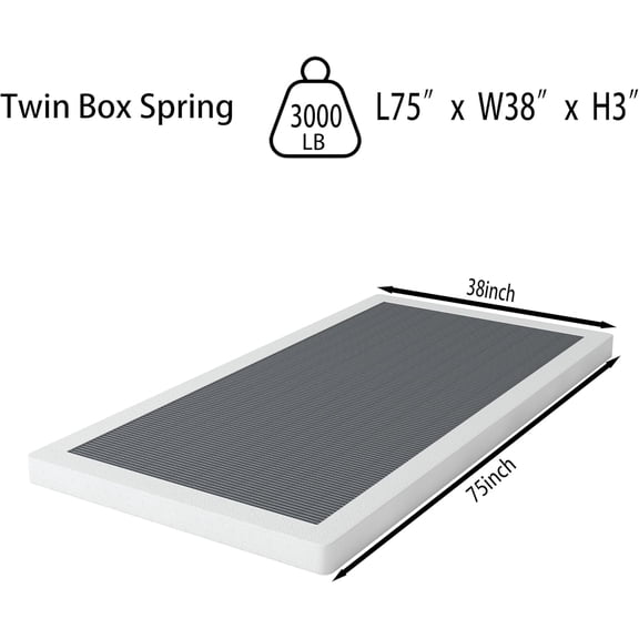 Low Box Spring Twin - 3 Inch Box Spring for Twin Heavy Duty Bed Foundation Metal Bed Base Easy Assembly