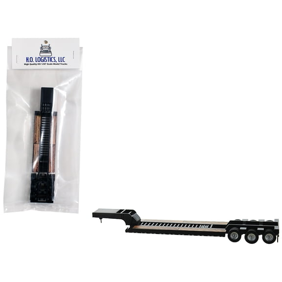 Low Boy Flatbed Trailer Black 1/87 (HO) Plastic Model Car by Logistics