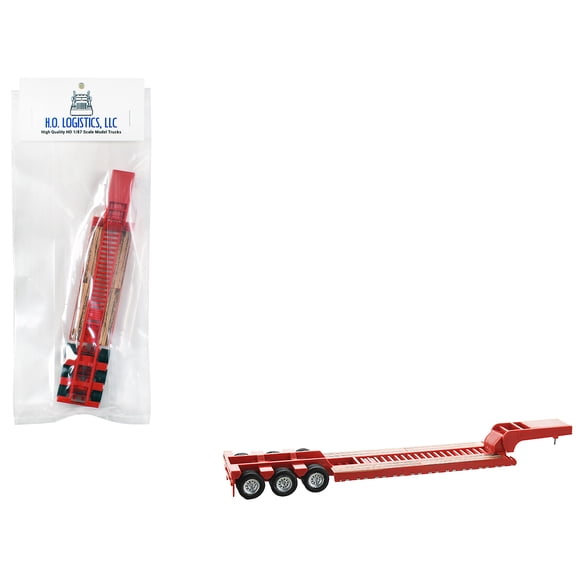 Low Boy Flatbed Trailer Red 1/87 (HO) Plastic Model Car by Logistics