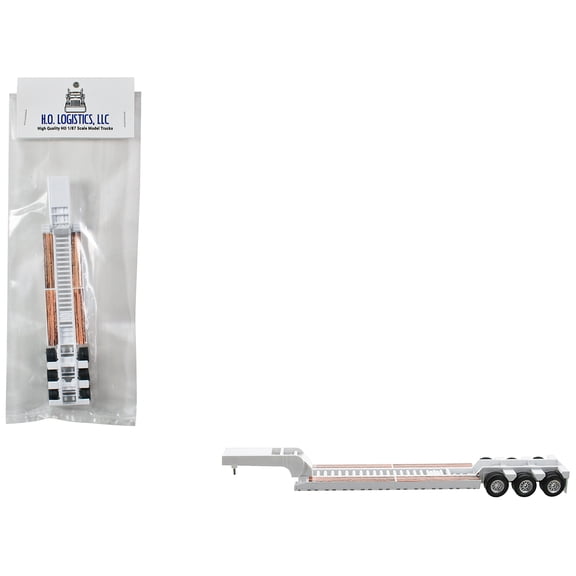 Low Boy Flatbed Trailer White 1/87 (HO) Plastic Model Car by HO Logistics