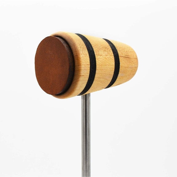 Low Boy Leather Daddy Bass Drum Beater Natural with Black Stripes