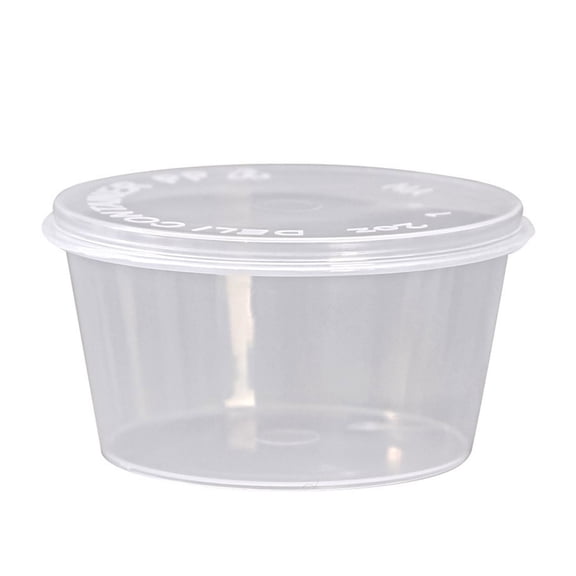 Summer Deal! Eguiwyn 50X One-Piece Sauce Cups 50Pcs 4Oz Small Plastic Containers with Lids for Shot Cups with Lids Disposable Portion Cup
