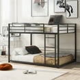 thumbnail image 1 of Low Bunk Bed Full over Full, Metal Bunk Bed Frame with Full-Length Guardrails and Side Ladder, Heavy Duty Floor Bunk Bed, Space-Saving Loft Bunk Bed, No Box Spring Needed, Black, 1 of 7