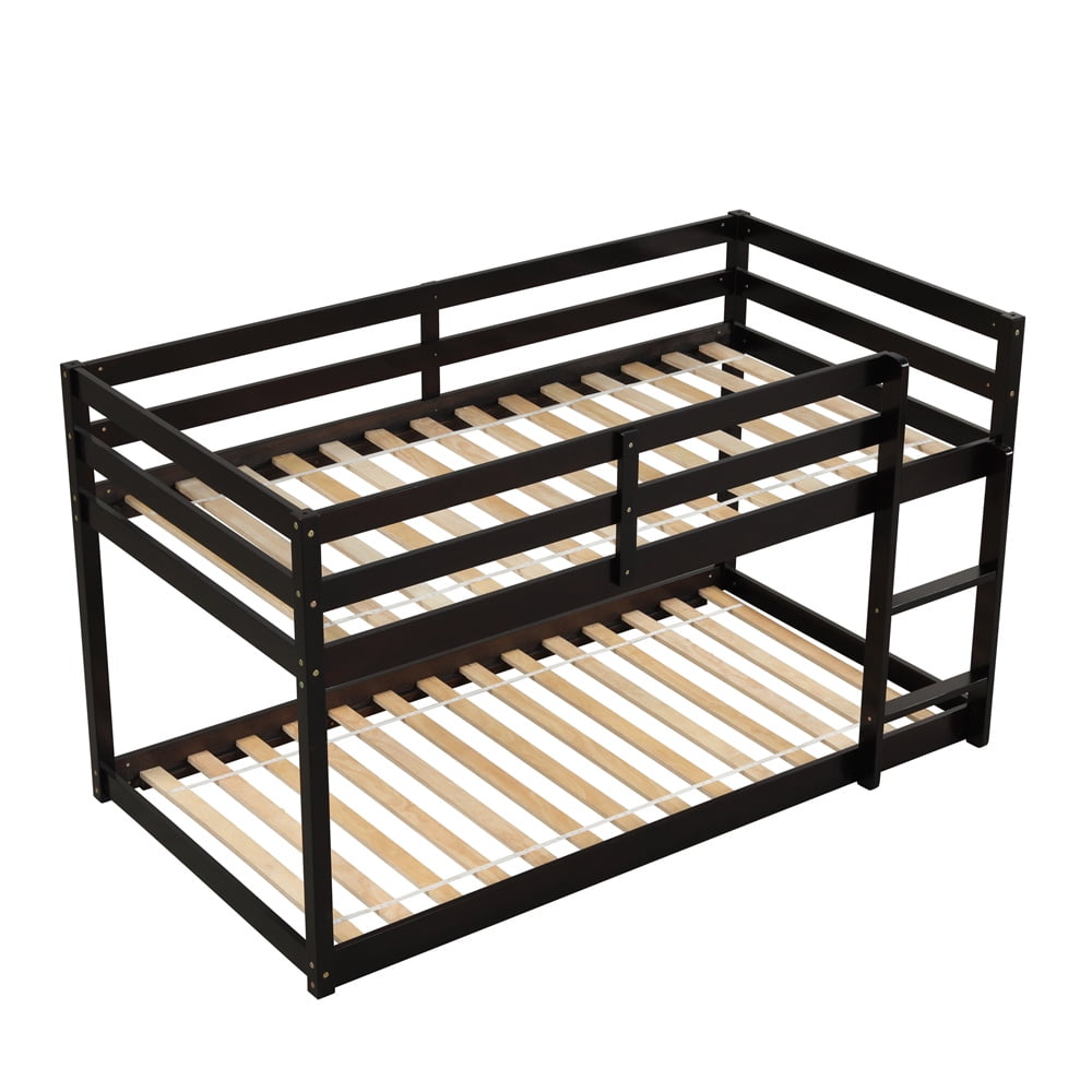 Low Bunk Beds for Kids, SEGMART Twin over Twin Bunk Bed Wood Bunk Bed