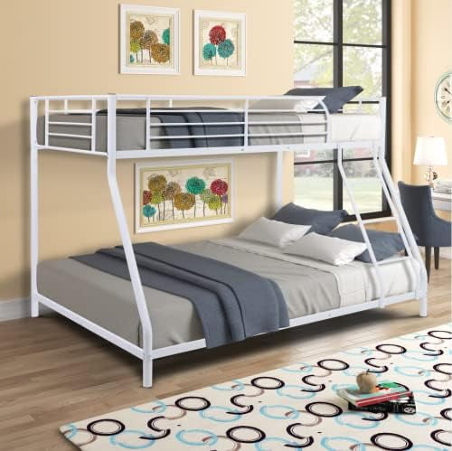 Low Bunk Beds Twin Over Full Size with Sloping Stair, Heavy Duty Bed ...