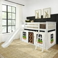 thumbnail image 1 of Low Bunk With Easy Slide & Black & White Farmhouse Curtain, White, 1 of 11
