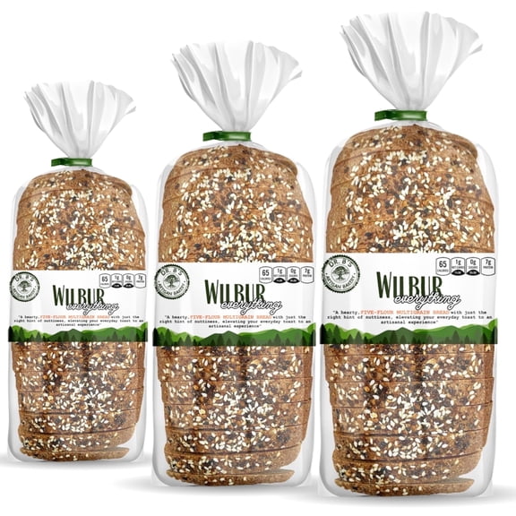 Dr. B's Wilbur Five Flour Multigrain Bread | 1g Net Carbs & 7g Protein | Low Calorie, Vegan, Sugar Free | Fresh, Sliced, Keto & Low Carb Bread Loaf (3 Pack (16 oz), Everything)