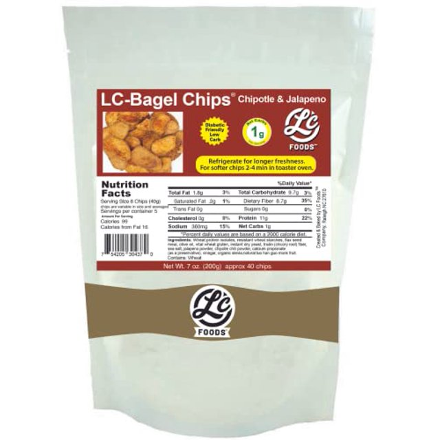 Low Carb Chipotle Jalapeno Bagel Chips Spicy Flavor Baked Chips with