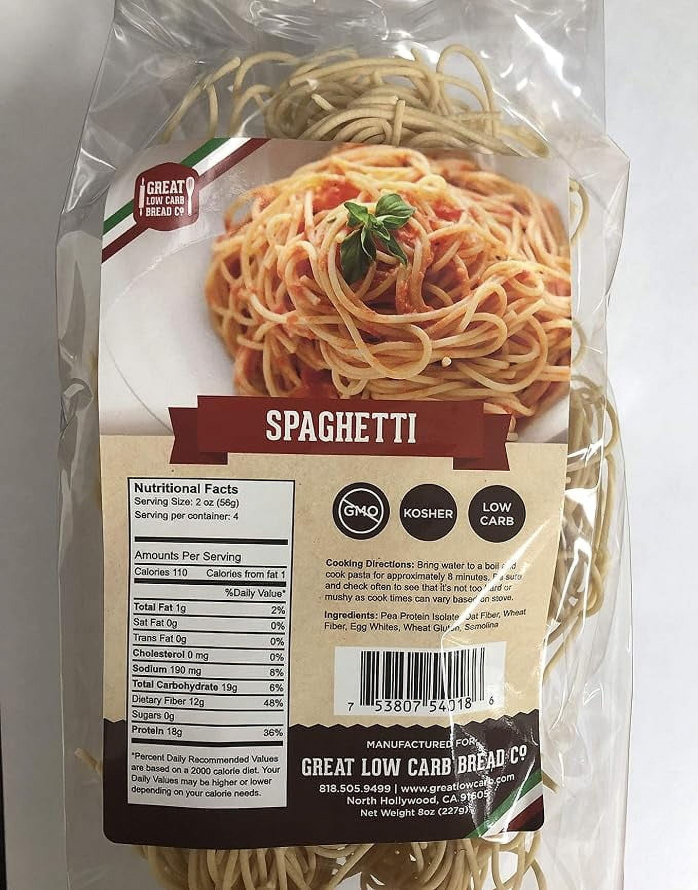Low Carb Pasta, Keto Pasta, Great Low Carb Bread Company, Non GMO