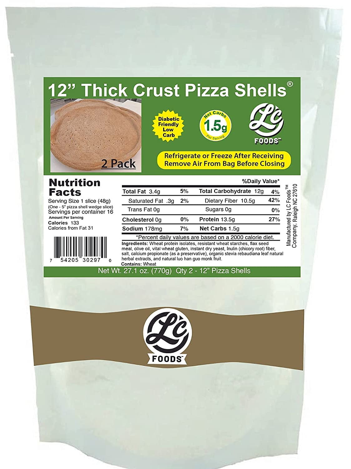 Low Carb Pizza Crust Thick Crust Pizza 2 Shells All Natural