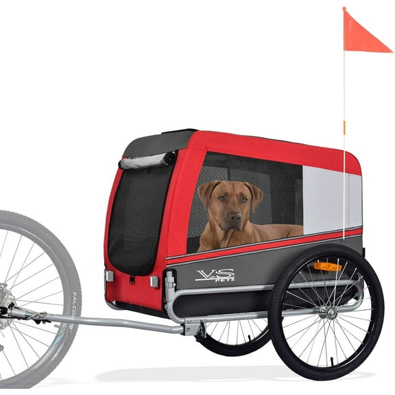 Tiggo Veelar Sports Large Pet Bike Trailer for Medium or Large Sized Dog or Multiple Small Dogs, Foldding Frame Bicycle Carrier Up to 78 LBS Parking Brakes,Low Center of Gravity