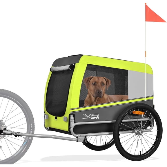 ,Low Center of Gravity,Tiggo Veelar Sports Large Pet Bike Trailer for Medium or Large Sized Dog or Multiple Small Dogs, Foldding Frame Bicycle Carrier Up to 78 LBS Parking Brakes