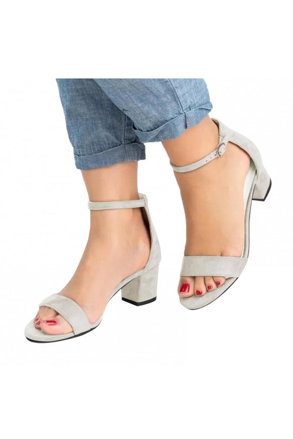 Low-Chunk Low Heel Pump Sandals Women Girls Dressy Open Toe Ankle Strap Low Block Chunky Heels Sandals Party Dress Pumps Shoes