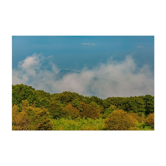 Low Clouds Near Old Rag Mountain, Virginia - Virginia Photography Nature Landscape Mountain Foggy Scenic Forest Autumn Unframed Wall Art Print 20 x 30 inches