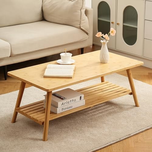 Low Coffee Table, Bamboo Coffee Table, Low Desk, Japanese Floor Desk, Folding, Collapsible, Foldable, for Sitting On The Floor, Living Room, Dining, Small Spaces, Tatami Furniture, Natural$$Furniture