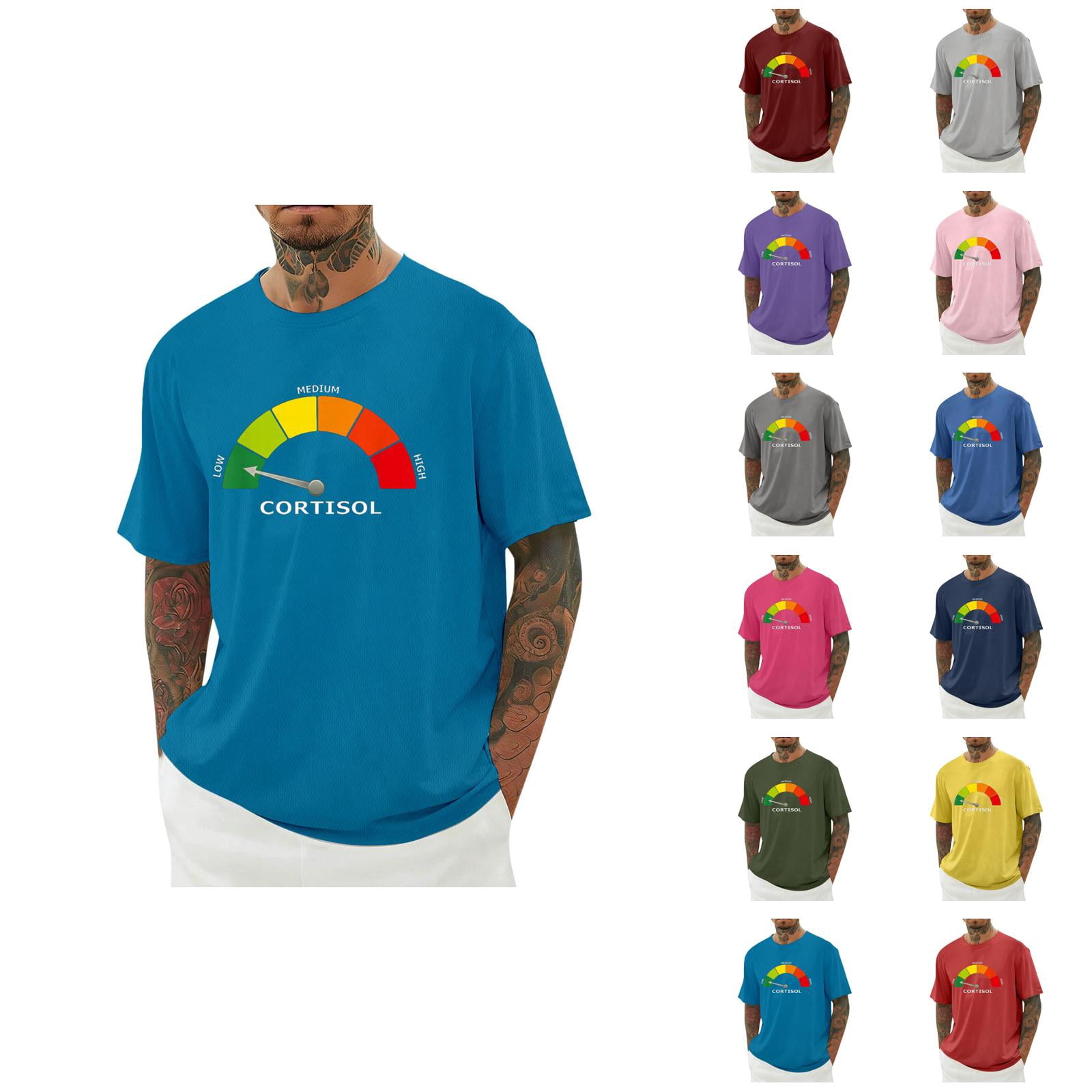 Low Cortisol Levels Graphic Tees for Men 2026 Summer Casual Short