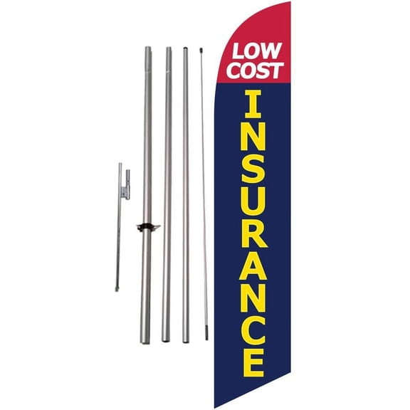 Low Cost Insurance Advertising Feather Banner Swooper Flag Kit w/Spike