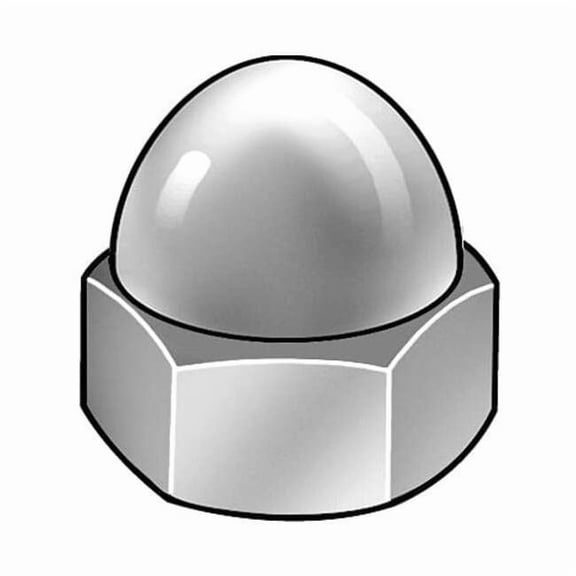 Low Crown Cap Nut, 3/8"-24, Steel, Zinc Plated, 5/8 in H, 25 PK