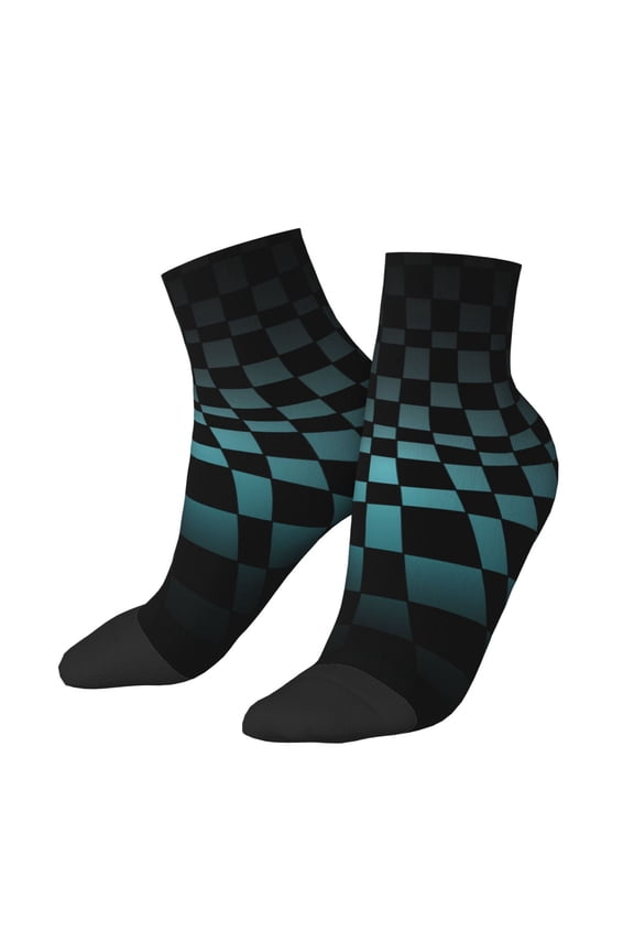 Low Cut Unisex Novelty Crew Socks Casual Ankle Socks for Men Women, Abstract Chess Room