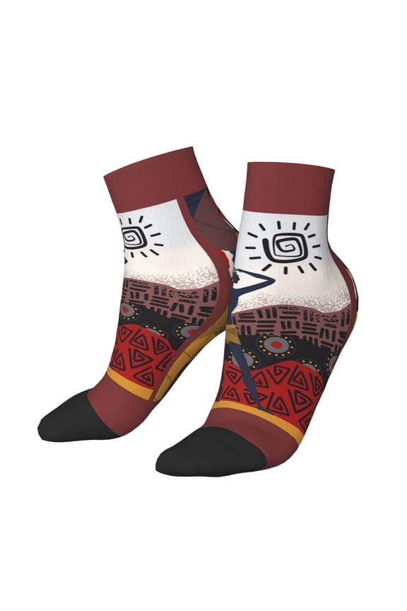 Low Cut Unisex Novelty Crew Socks Casual Ankle Socks for Men Women, African Tribe Aborigine Tribal