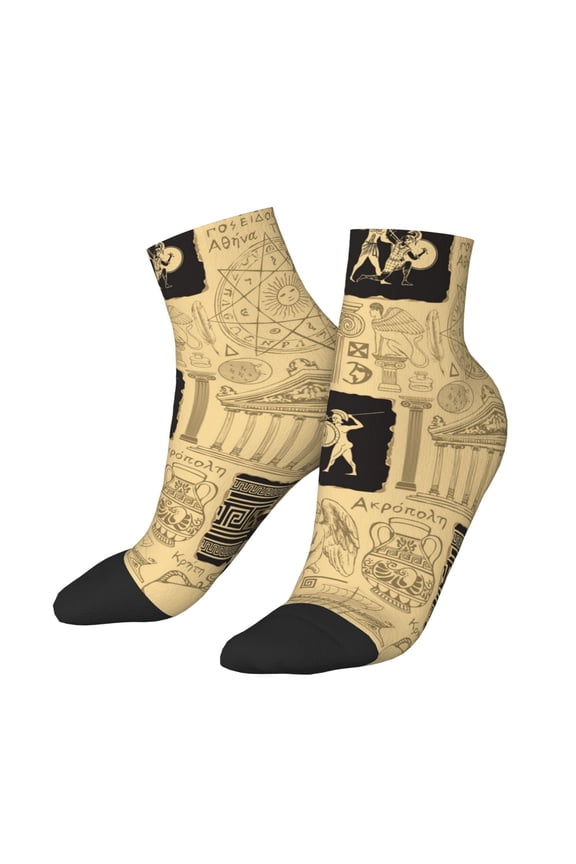Low Cut Unisex Novelty Crew Socks Casual Ankle Socks for Men Women, Ancient Greece Mythology Retro