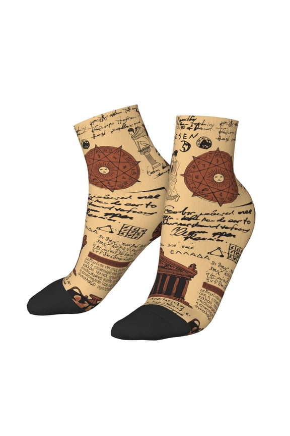 Low Cut Unisex Novelty Crew Socks Casual Ankle Socks for Men Women, Ancient Greece Vintage Acropolis