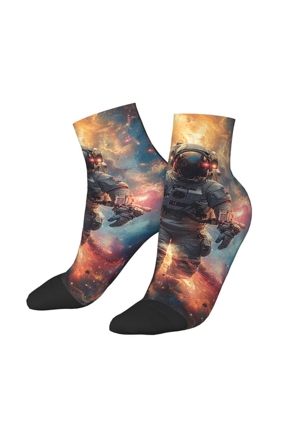Low Cut Unisex Novelty Crew Socks Casual Ankle Socks for Men Women, Astronaut Planet Space Galaxy Psychedelic