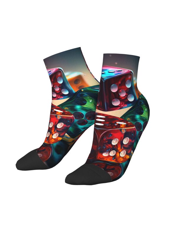 Low Cut Unisex Novelty Crew Socks Casual Ankle Socks for Men Women, Casino Dice Cool Art