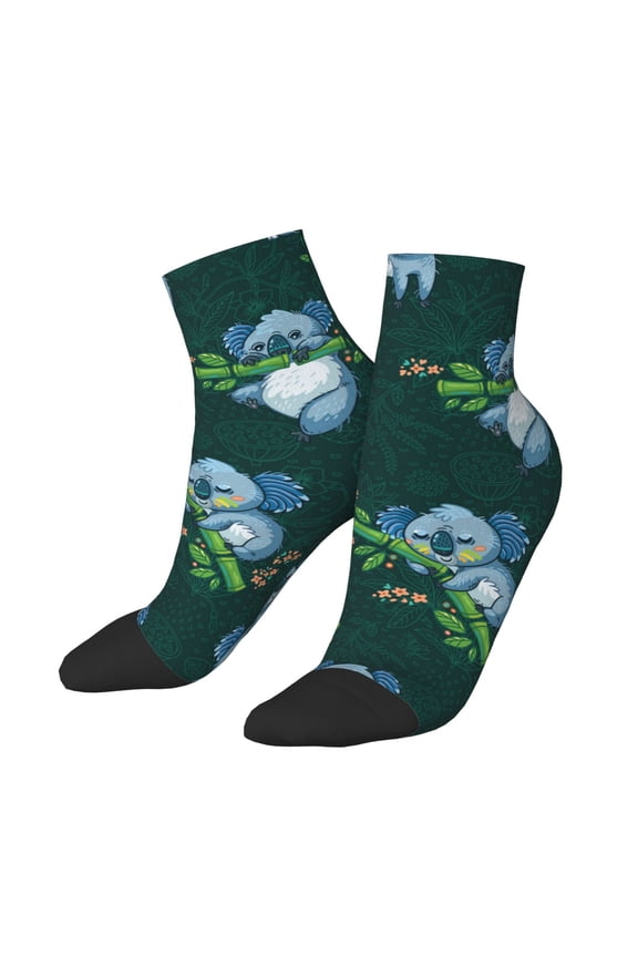 Low Cut Unisex Novelty Crew Socks Casual Ankle Socks for Men Women, Cute Koalas Tropical