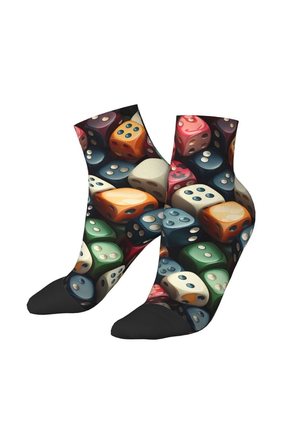 Low Cut Unisex Novelty Crew Socks Casual Ankle Socks for Men Women, Domino Stones Dice Game