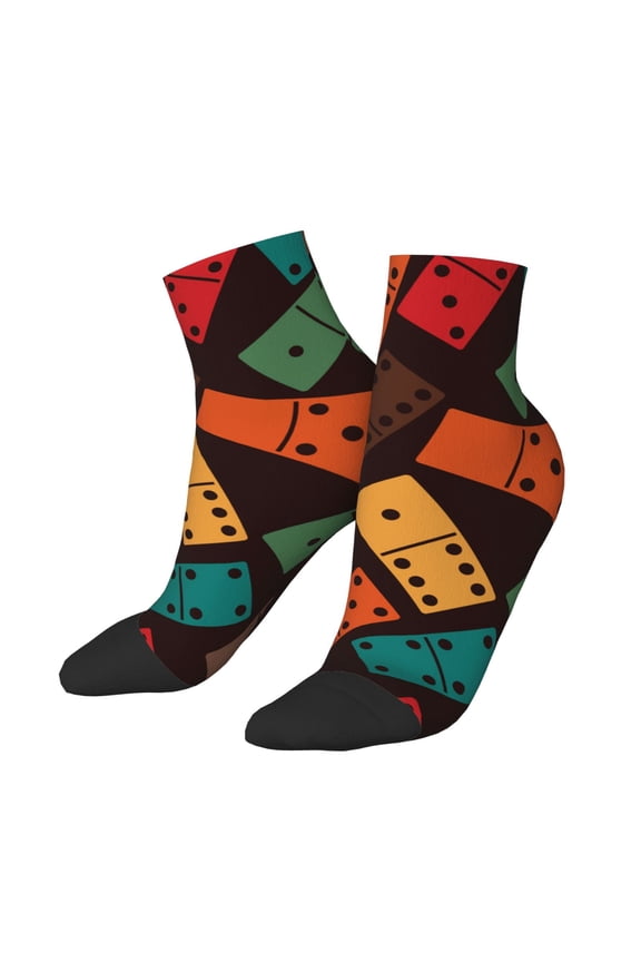 Low Cut Unisex Novelty Crew Socks Casual Ankle Socks for Men Women, Domino Stones Dominoes Game Dice