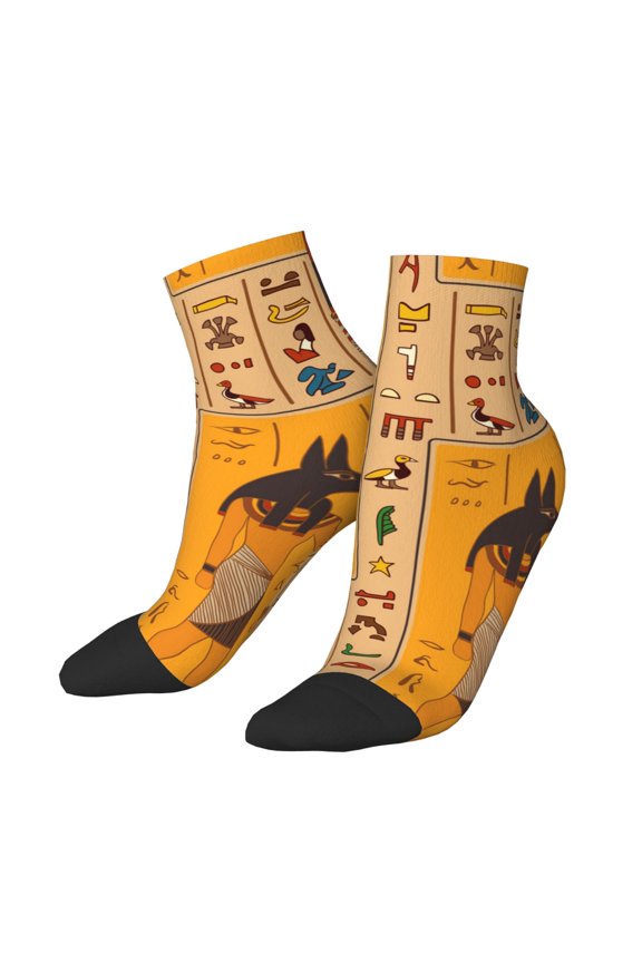 Low Cut Unisex Novelty Crew Socks Casual Ankle Socks for Men Women, Egyptian Ancient Hieroglyphs