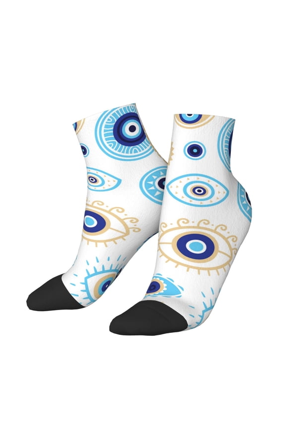 Low Cut Unisex Novelty Crew Socks Casual Ankle Socks for Men Women, Evil Eyes Magic Talisman