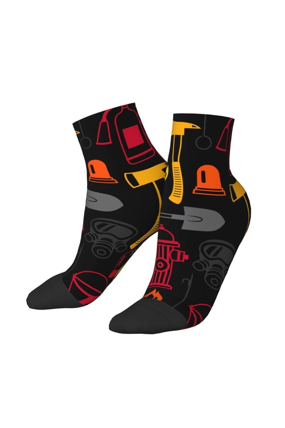 Low Cut Unisex Novelty Crew Socks Casual Ankle Socks for Men Women, Firefighting Items Fire Firefighter Fighter