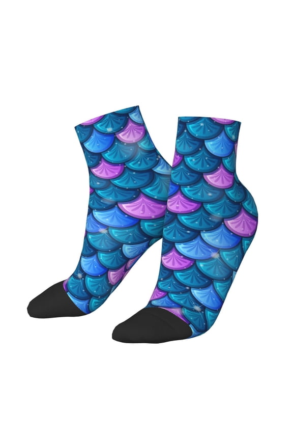 Low Cut Unisex Novelty Crew Socks Casual Ankle Socks for Men Women, Fish Scale Sea Skin