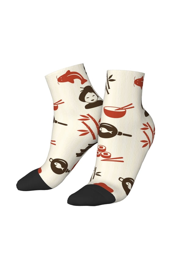 Low Cut Unisex Novelty Crew Socks Casual Ankle Socks for Men Women, Japanese Culture Japan