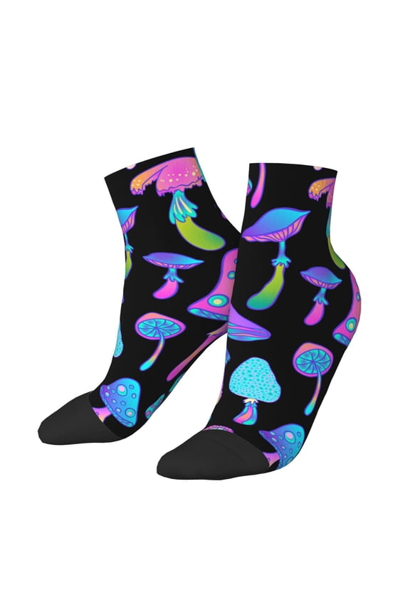 Low Cut Unisex Novelty Crew Socks Casual Ankle Socks for Men Women, Magic Mushrooms Psychedelic