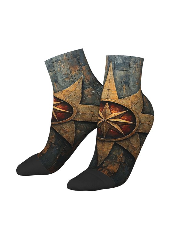 Low Cut Unisex Novelty Crew Socks Casual Ankle Socks for Men Women, Magic Rune Stars