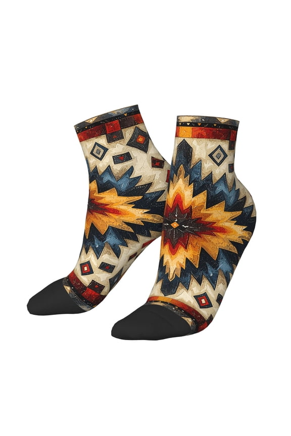 Low Cut Unisex Novelty Crew Socks Casual Ankle Socks for Men Women, Native Southwest Tribal Patterns Art