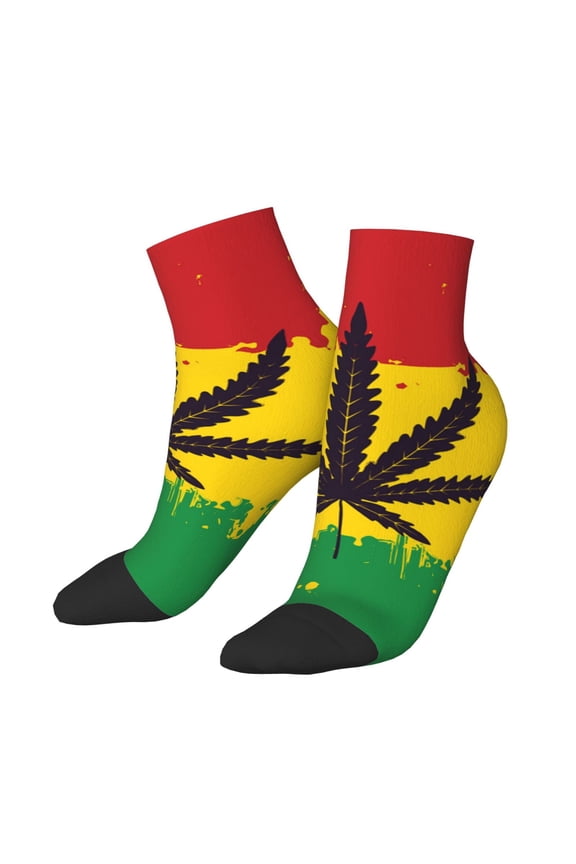 Low Cut Unisex Novelty Crew Socks Casual Ankle Socks for Men Women, Rasta Flag Psychedelic Hippie
