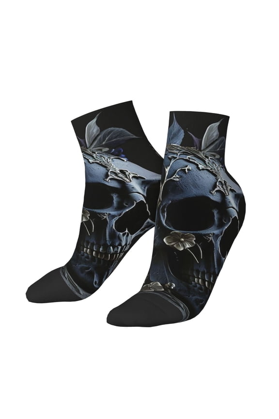 Low Cut Unisex Novelty Crew Socks Casual Ankle Socks for Men Women, Skull Gothic Bones Witchy