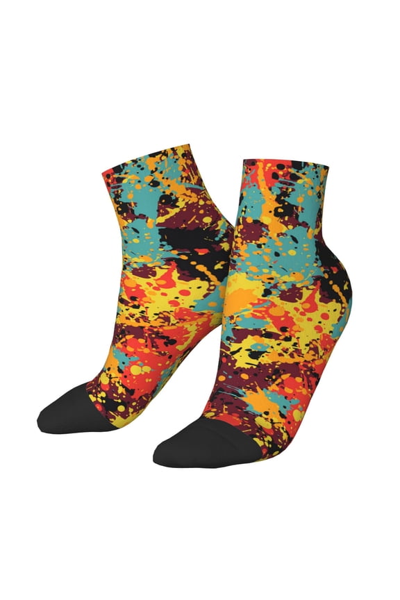 Low Cut Unisex Novelty Crew Socks Casual Ankle Socks for Men Women, Splatter Ink Paint Grunge Splash