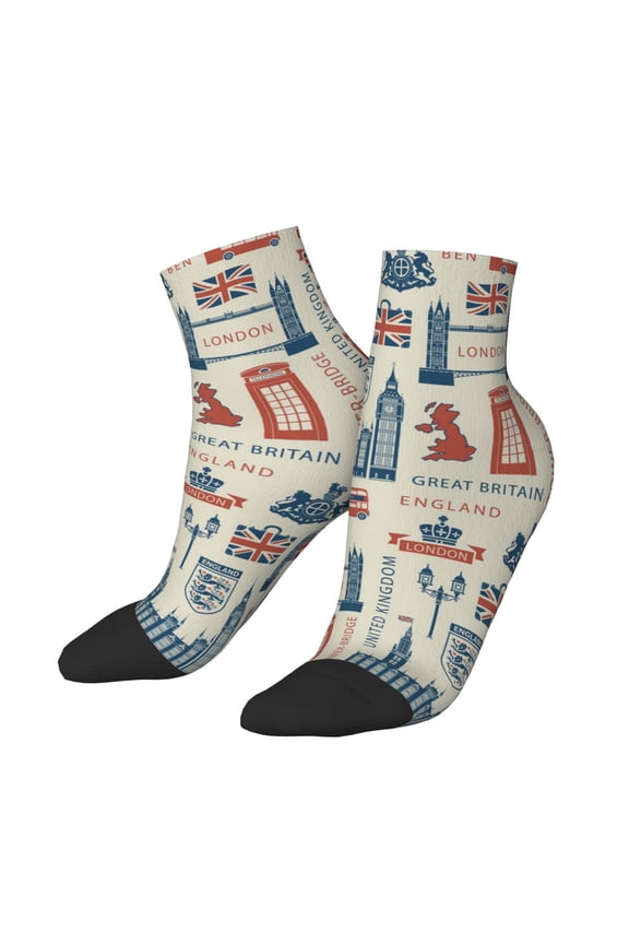 Low Cut Unisex Novelty Crew Socks Casual Ankle Socks for Men Women, UK London British England